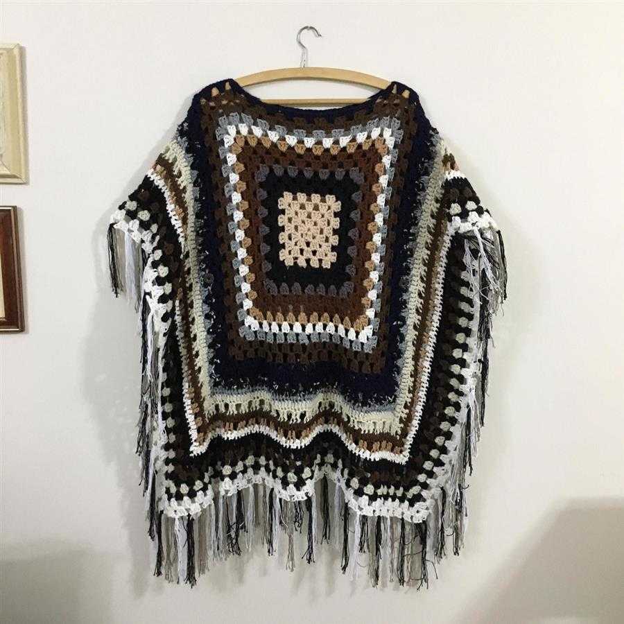 poncho square de trico