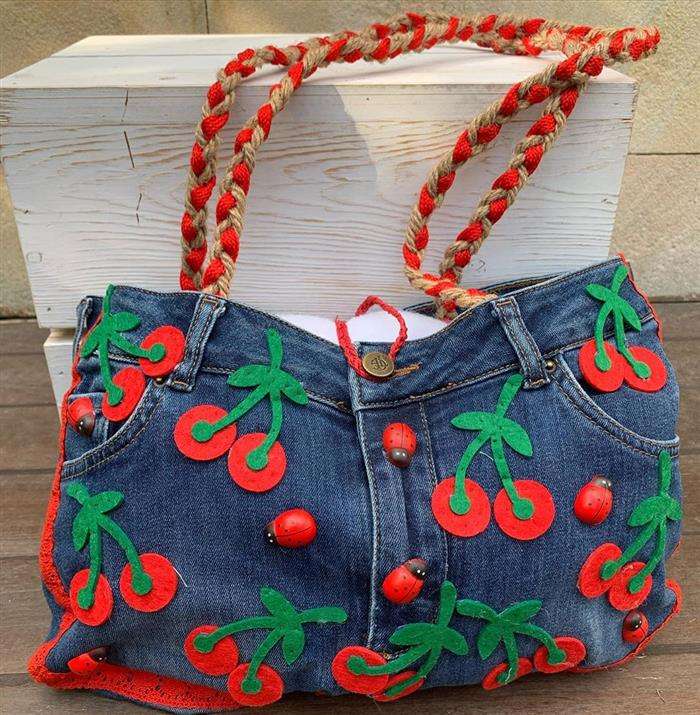 Bolsa jeans artesanal feminina