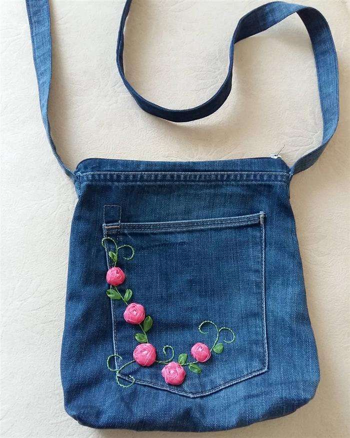 Bolsa jeans transversal