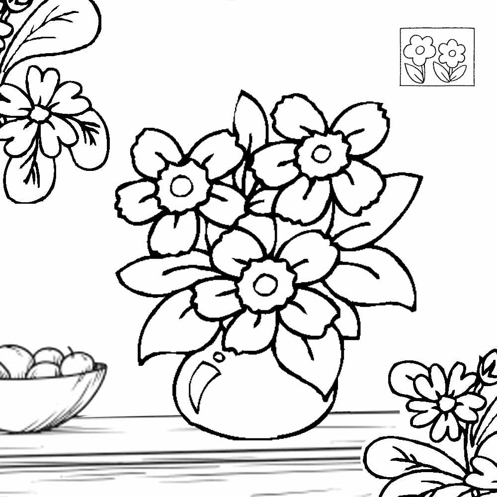 vaso de flores para colorir