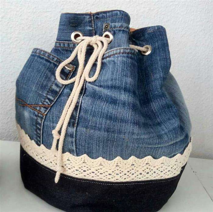 bolsa jeans de saia