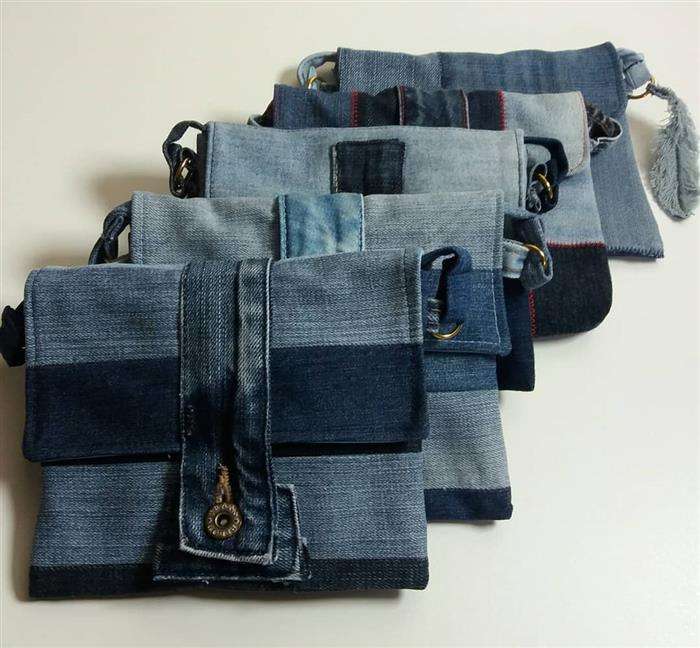 bolsa jeans feita a mao