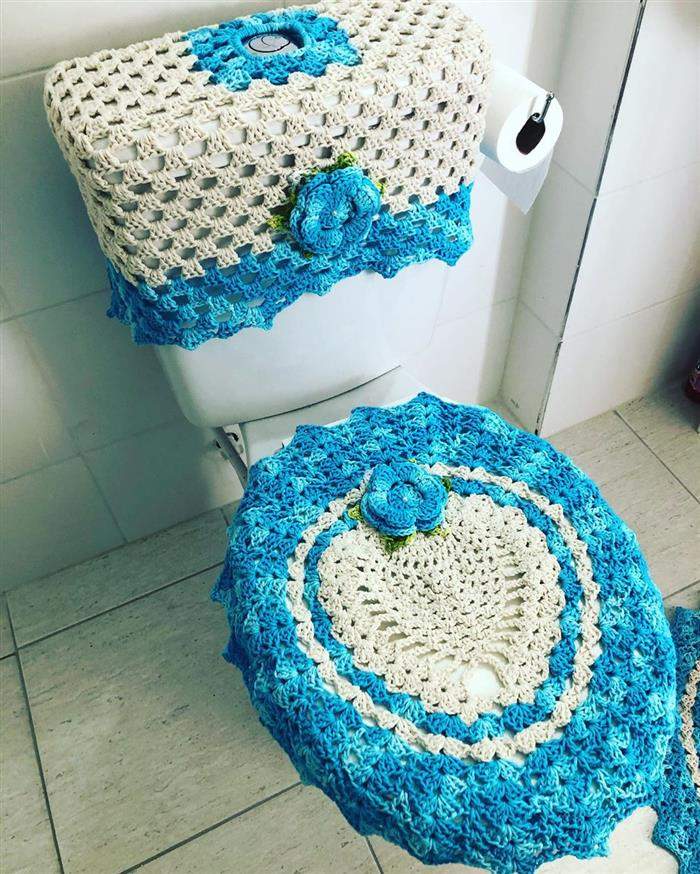 conjunto de banheiro de crochê