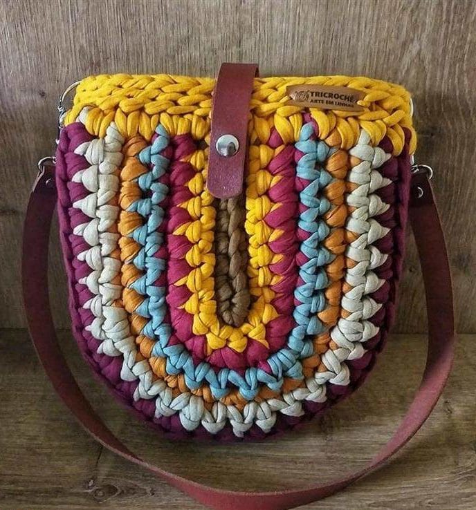 bolsa de croche multicor