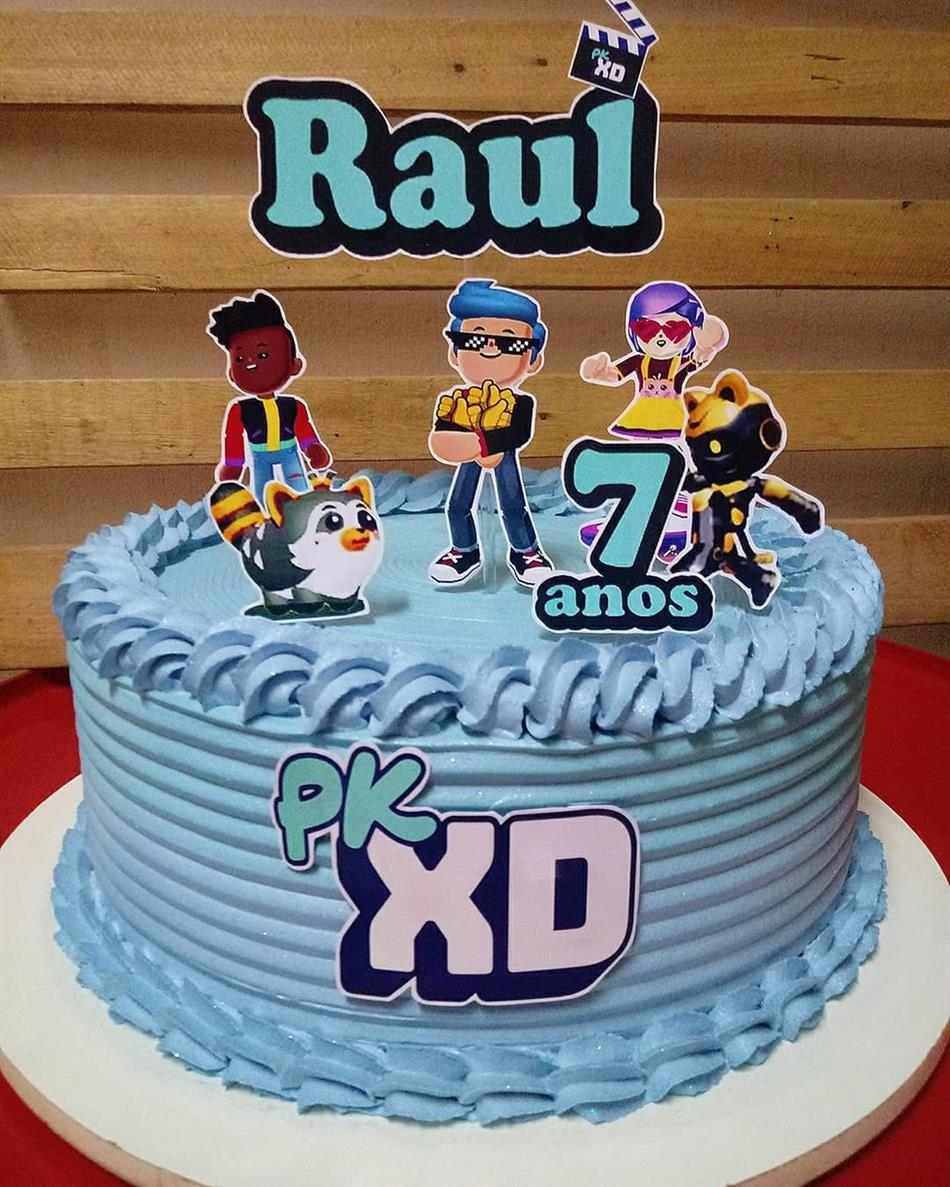 Decoração de bolo PK XD azul