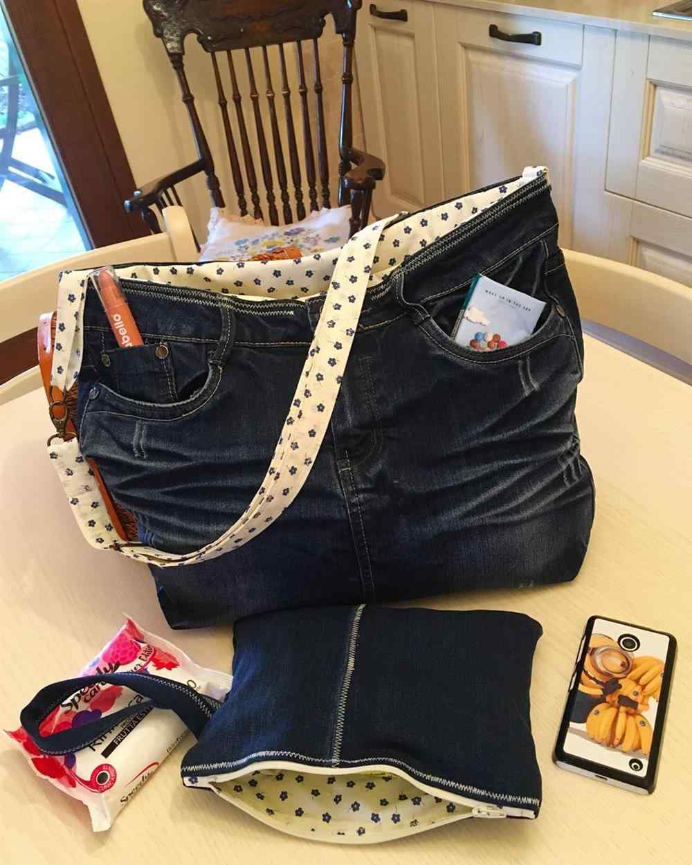 bolsa de calça jeans