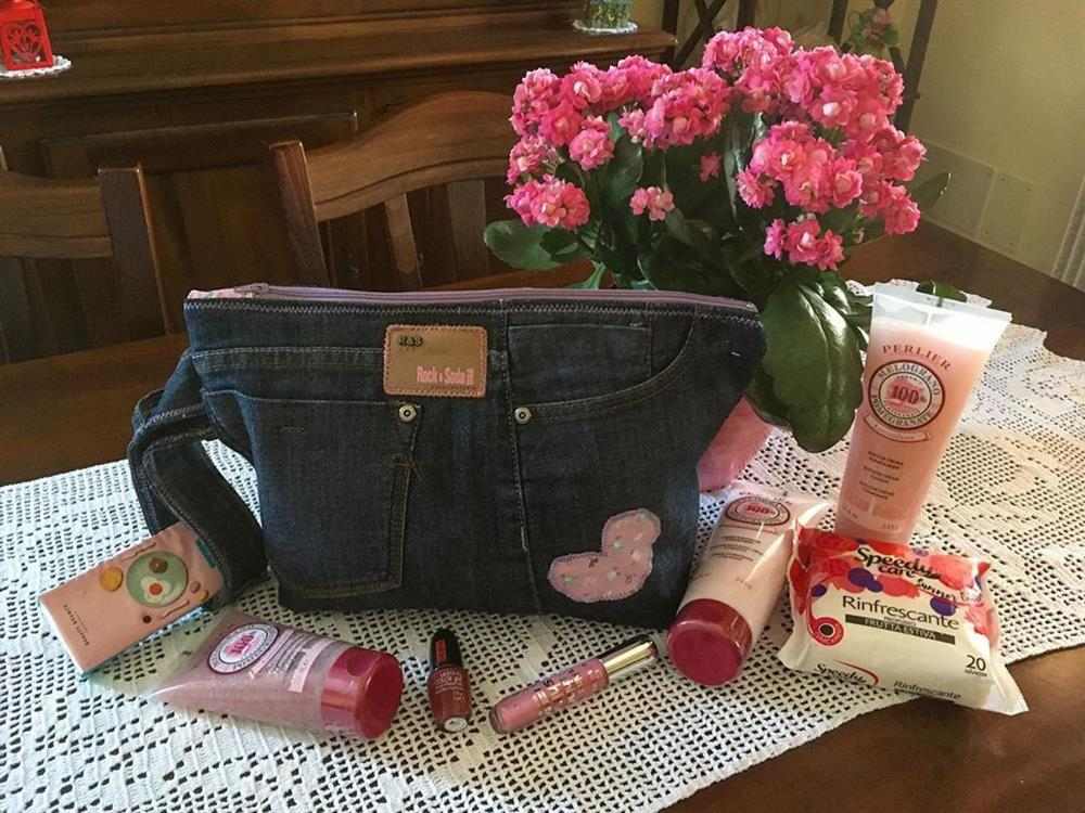 Bolsa de calça jeans com zíper