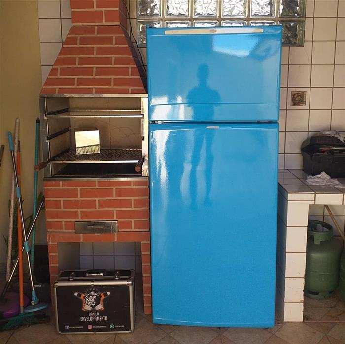 adesivo azul para geladeira