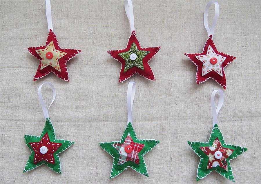 Estrelas para árvore de Natal em feltro