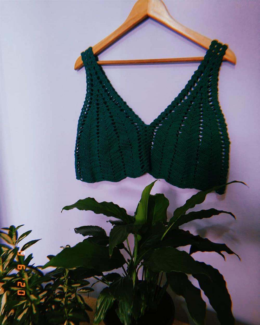 blusinhas de croche verde curta