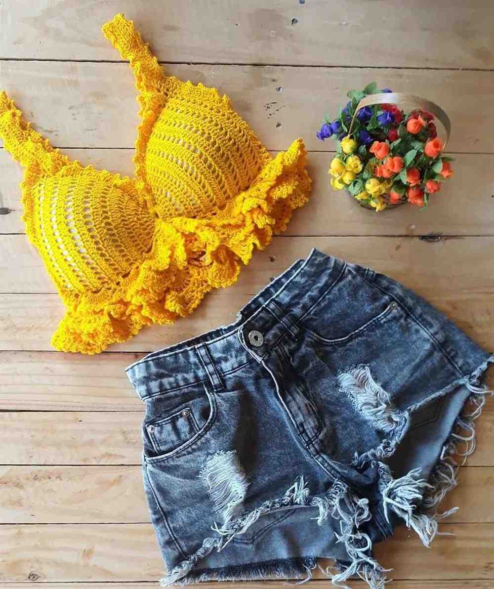 Top de croche amarelo