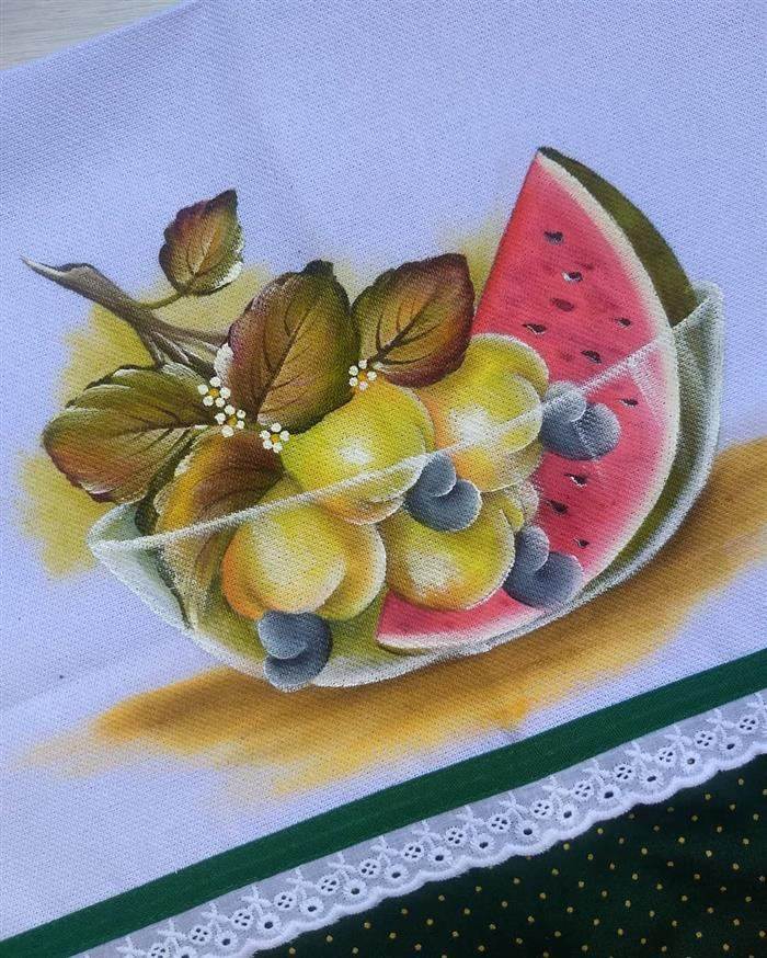 pintura para pano de prato frutas