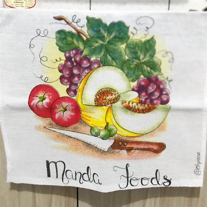 pinturas em panos de pratos com frutas