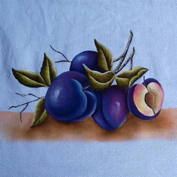 pinturas pano de prato frutas