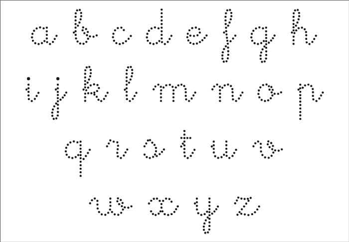 alfabeto cursivo pontilhado