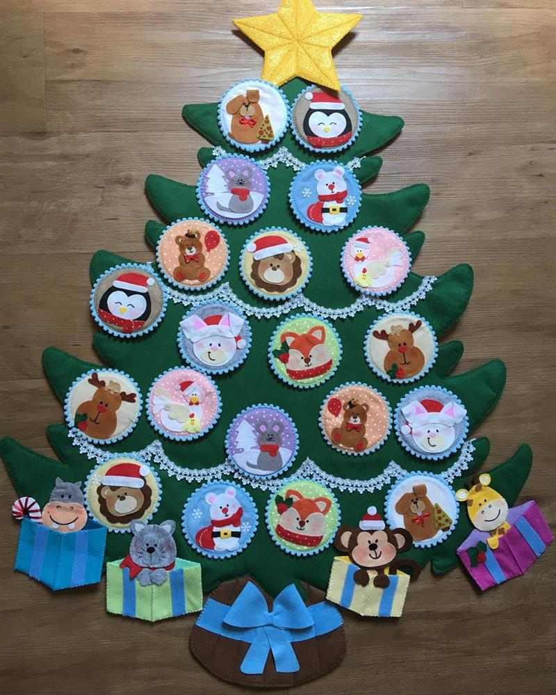 árvore de Natal de feltro com velcro