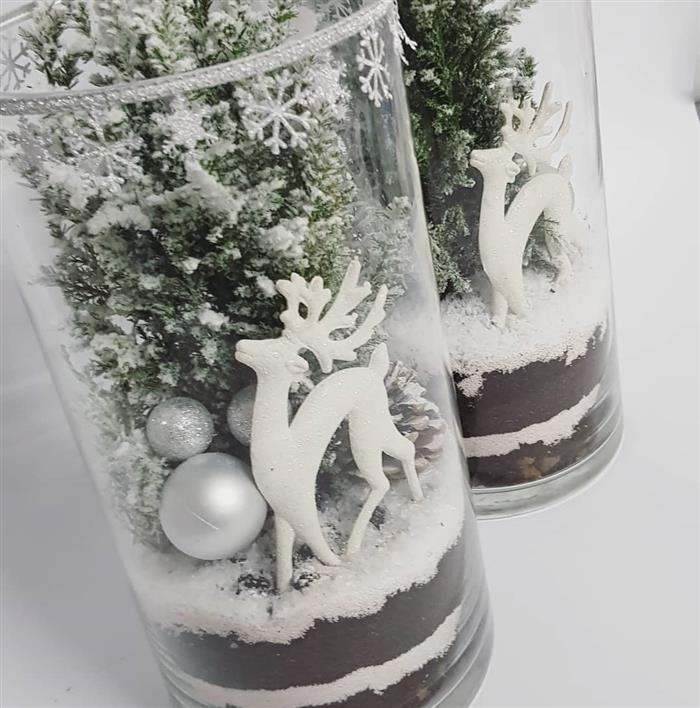 pote de vidro decorado para natal