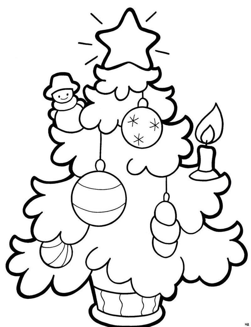 desenho de arvore de natal decorada