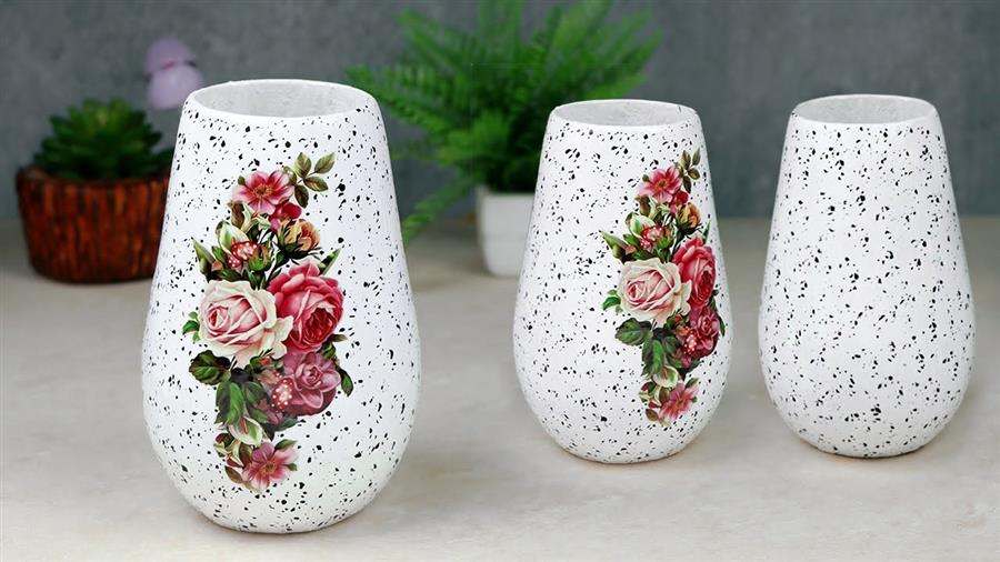 branco com decoupage de flores