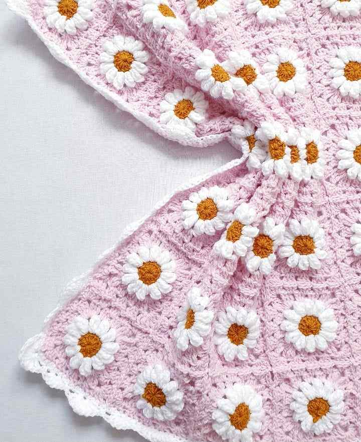 manta de croche para bebe com flores