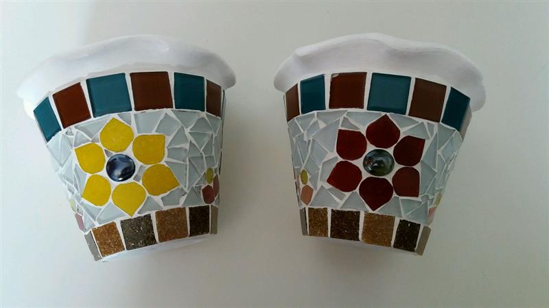 Vasos de cerâmica mosaico de pastilhas 