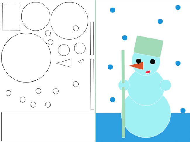 Boneco de neve para colorir e montar