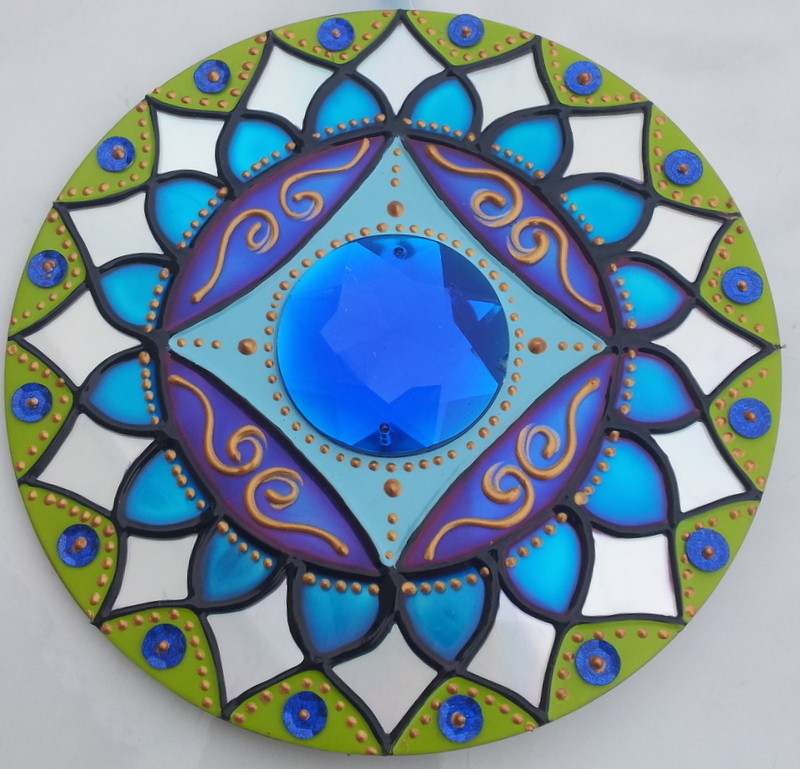 mandala de cd e pintura vitral 