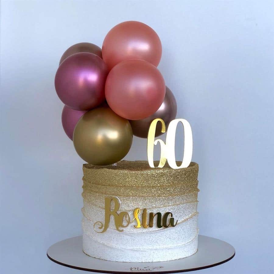 Ballon cake dourado e rosa