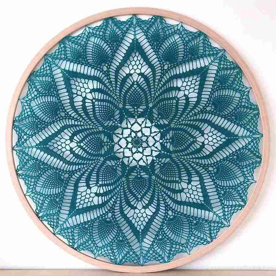 mandala de crochê azul