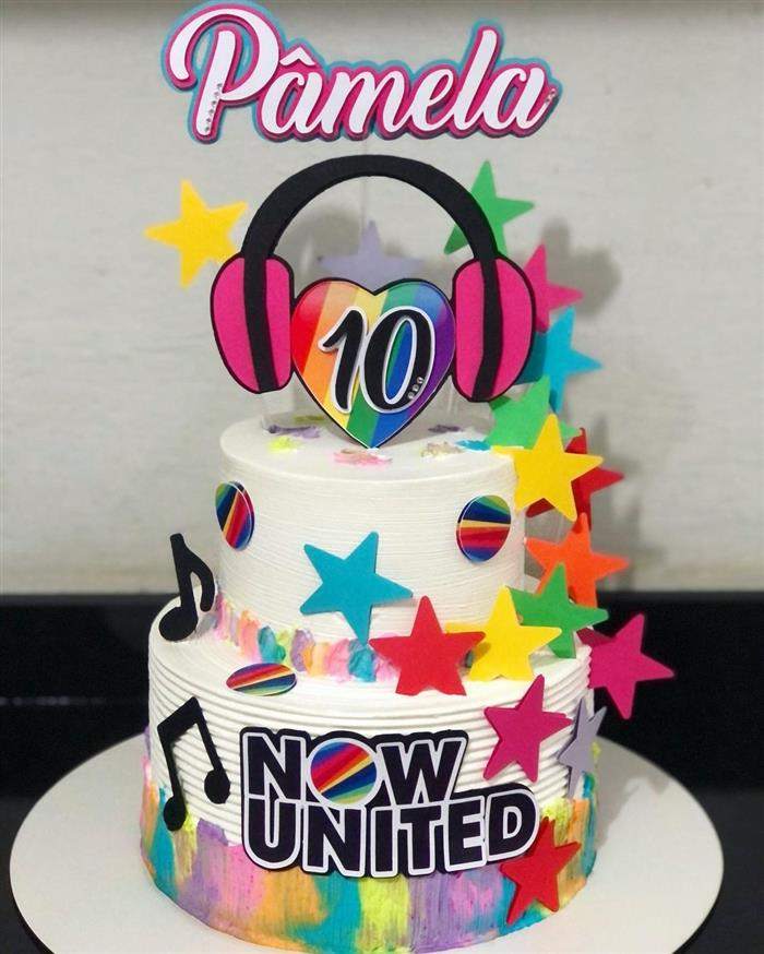 bolo de estrelas coloridas now united