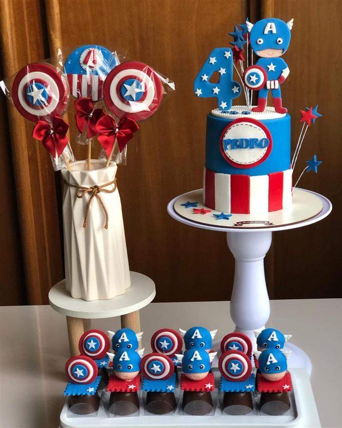 bolo para festa do capitão america