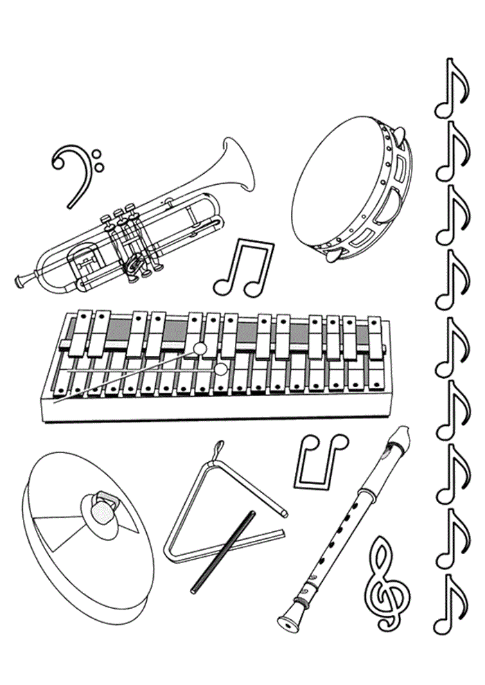 desenhos de instrumentos musicais e seus nomes