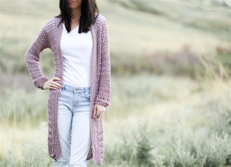 foto de cardigan de crochê longo