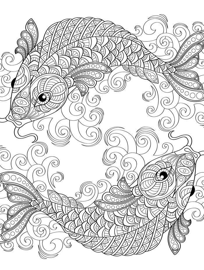 adult coloring page fish