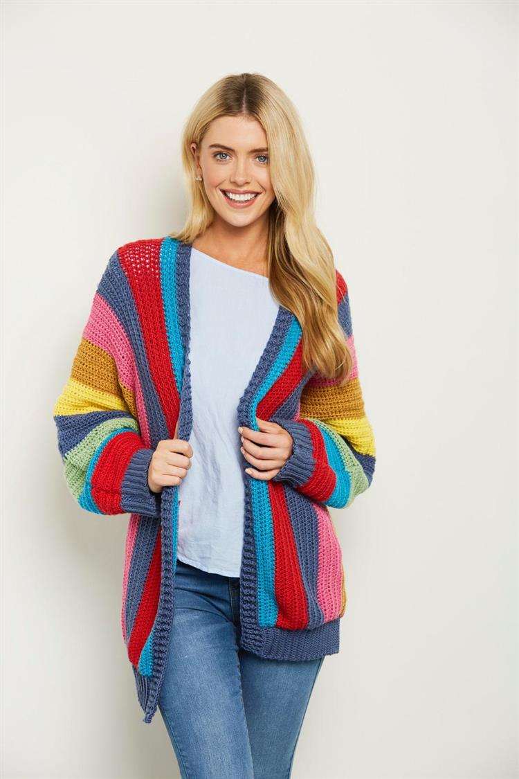 cardigan de crochê listrado