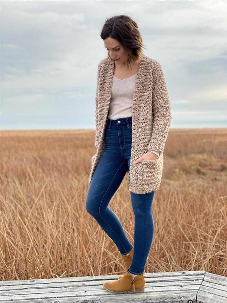 cardigan de crochê feminino bege