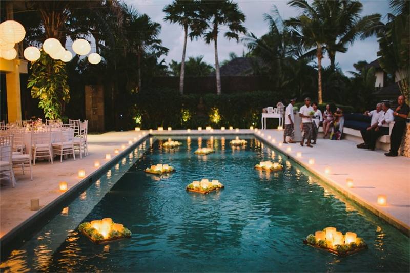 candles in the pool