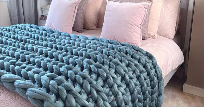 maxi tricot azul para cama