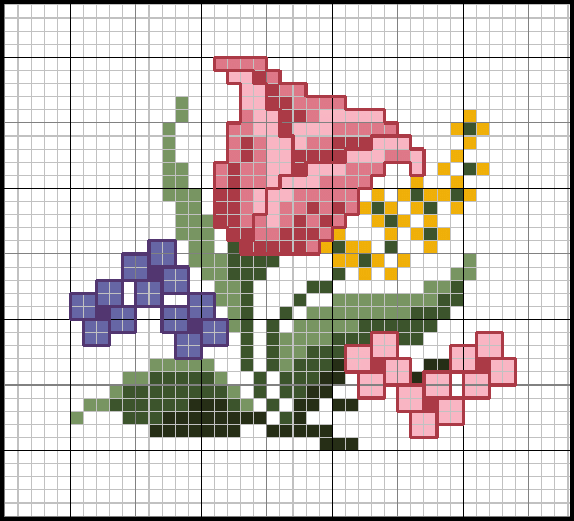 75 Gráficos em ponto cruz de flores delicadas - Artesanato Passo a Passo!