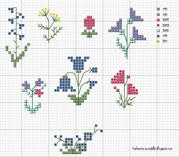 gráficos ponto cruz flores delicadas pequenas