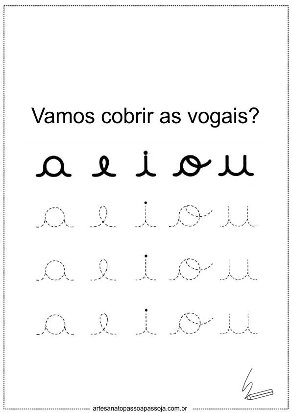 atividade para cobrir letras cursivas