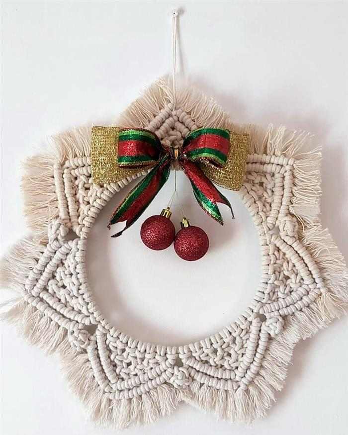 macrame para decoração de Natal 2021