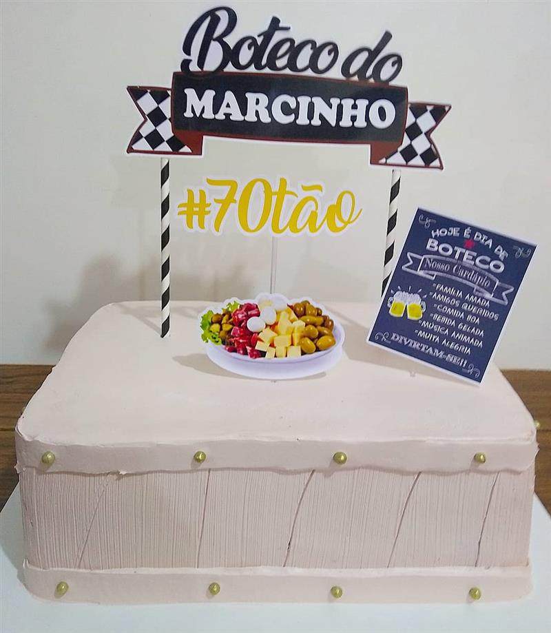 bolo boteco masculino quadrado branco