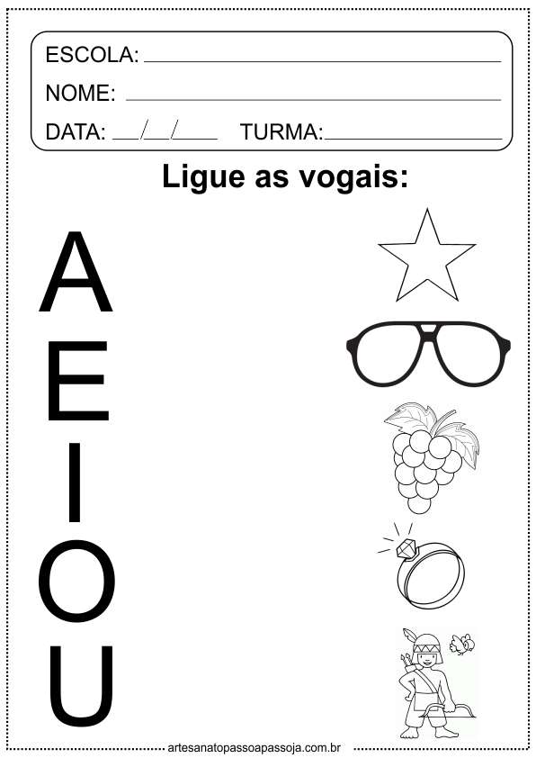 Colorindo desenhos com a vogal A - Atividade Educativa para Pré-Escola (4 e 5 anos)