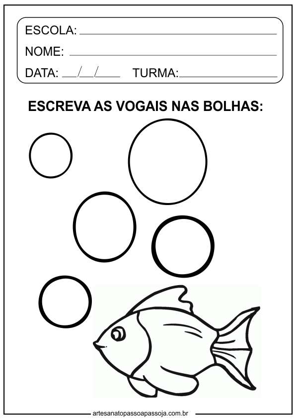 atividades com as vogais para alfabetização