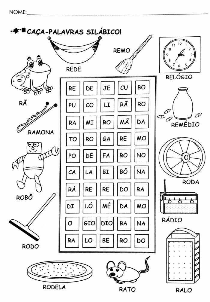 Jogo Educativo de Caça Palavras Para Imprimir Com Imagens, Letras