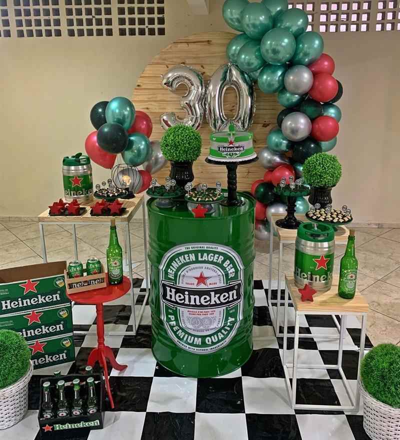 heineken na decoração da festa