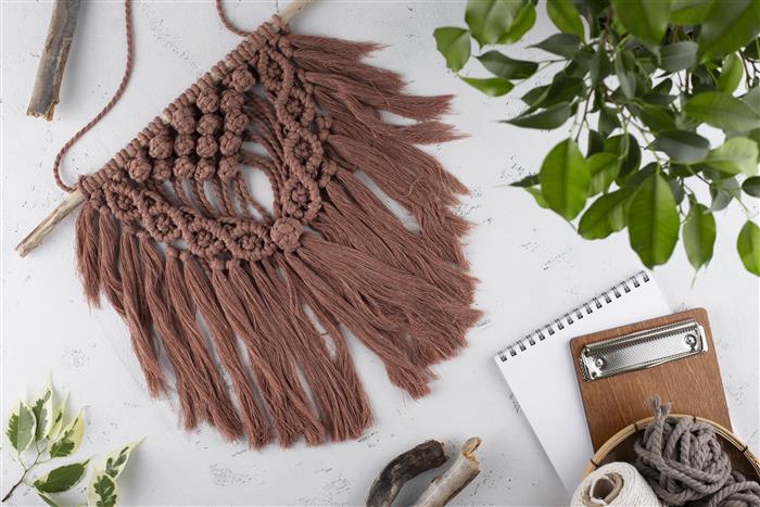 decoracao com painel de macrame