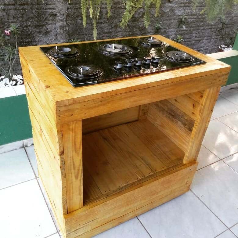 Bancada de pallet para cooktop 