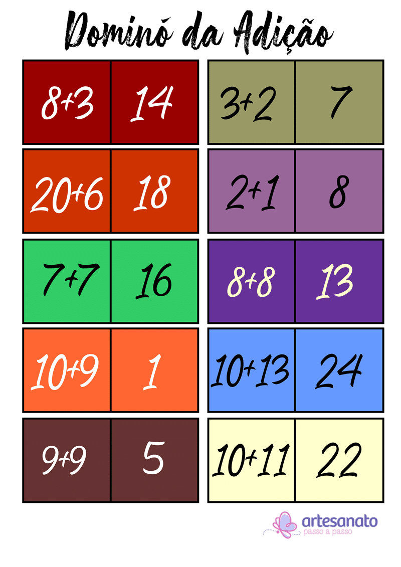 7 Peças de Dominó para Imprimir e Colorir